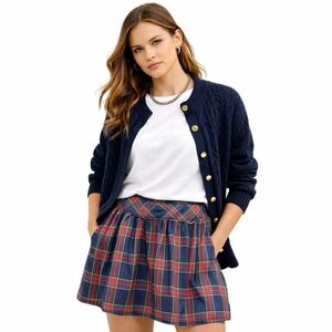 Tartan Plaid Mini Skirt Sz XS Blue Green Academia Preppy Holiday Chic Mimi Chica